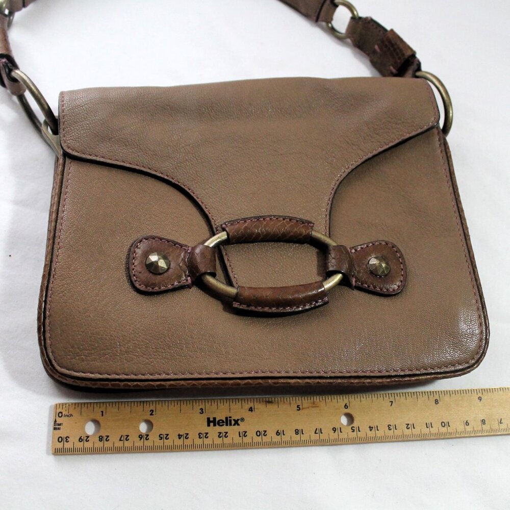 Ellen Tracy Brown Goat Leather Handbag / Shoulder Bag - Picture 2 of 8